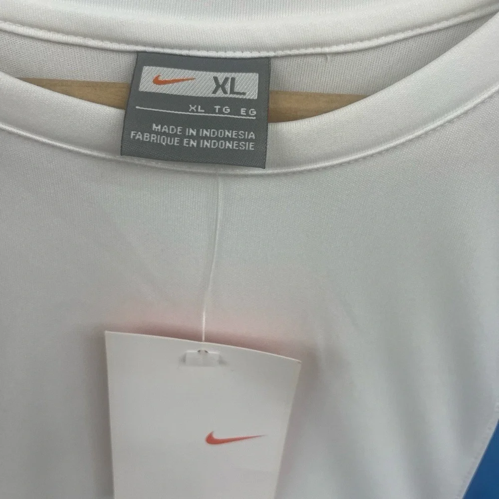 NWT Nike White Blue Moisture Wicking Stripe Sport Football TShirt Extra Large xl